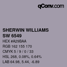 カラーコード: SHERWIN WILLIAMS<br>SW 6549 - Ash Violet | qconv.com