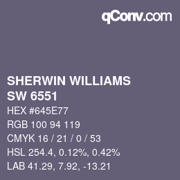 Color code: SHERWIN WILLIAMS<br>SW 6551 - Purple Passage | qconv.com