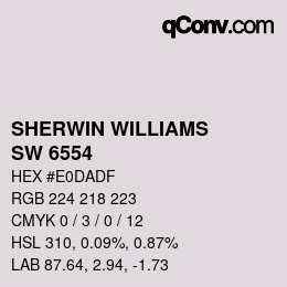颜色代码: SHERWIN WILLIAMS<br>SW 6554 - Lite Lavender | qconv.com