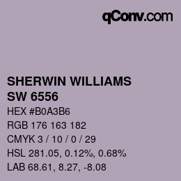 カラーコード: SHERWIN WILLIAMS<br>SW 6556 - Obi Lilac | qconv.com