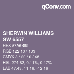 颜色代码: SHERWIN WILLIAMS<br>SW 6557 - Wood Violet | qconv.com
