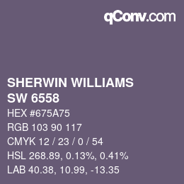 カラーコード: SHERWIN WILLIAMS<br>SW 6558 - Plummy | qconv.com