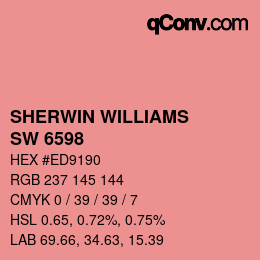 颜色代码: SHERWIN WILLIAMS<br>SW 6598 - Dishy Coral | qconv.com