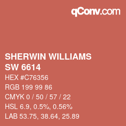 カラーコード: SHERWIN WILLIAMS<br>SW 6614 - Quite Coral | qconv.com