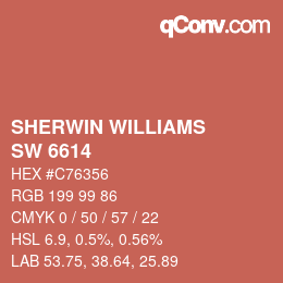 カラーコード: SHERWIN WILLIAMS<br>SW 6614 - Quite Coral | qconv.com