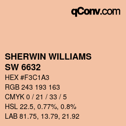 カラーコード: SHERWIN WILLIAMS<br>SW 6632 - Neighborly Peach | qconv.com