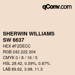 カラーコード: SHERWIN WILLIAMS<br>SW 6637 - Organza | qconv.com