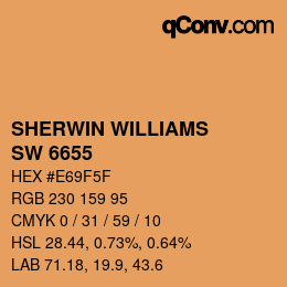 カラーコード: SHERWIN WILLIAMS<br>SW 6655 - Adventure Orange | qconv.com