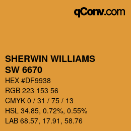 颜色代码: SHERWIN WILLIAMS<br>SW 6670 - Gold Crest | qconv.com