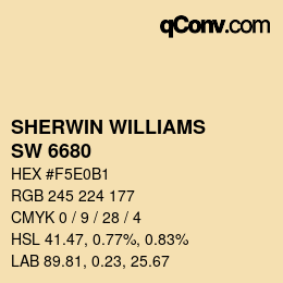 カラーコード: SHERWIN WILLIAMS<br>SW 6680 - Friendly Yellow | qconv.com