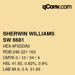 颜色代码: SHERWIN WILLIAMS<br>SW 6681 - Butter Up | qconv.com