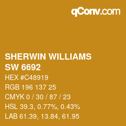 颜色代码: SHERWIN WILLIAMS<br>SW 6692 - Auric | qconv.com