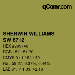 カラーコード: SHERWIN WILLIAMS<br>SW 6712 - Luau Green | qconv.com