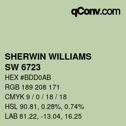 颜色代码: SHERWIN WILLIAMS<br>SW 6723 - Jardin | qconv.com
