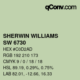 カラーコード: SHERWIN WILLIAMS<br>SW 6730 - Romaine | qconv.com