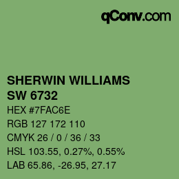 カラーコード: SHERWIN WILLIAMS<br>SW 6732 - Organic Green | qconv.com