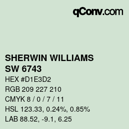 Color code: SHERWIN WILLIAMS<br>SW 6743 - Mint Condition | qconv.com