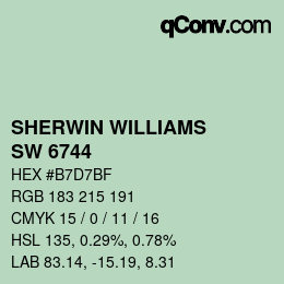 Color code: SHERWIN WILLIAMS<br>SW 6744 - Reclining Green | qconv.com