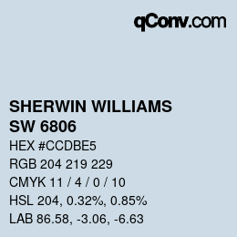 颜色代码: SHERWIN WILLIAMS<br>SW 6806 - Rhythmic Blue | qconv.com