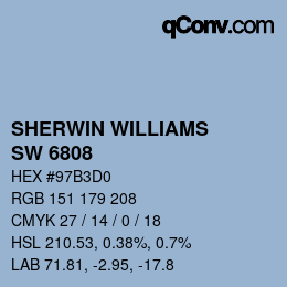 カラーコード: SHERWIN WILLIAMS<br>SW 6808 - Celestial | qconv.com