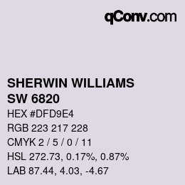 颜色代码: SHERWIN WILLIAMS<br>SW 6820 - Inspired Lilac | qconv.com