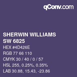 颜色代码: SHERWIN WILLIAMS<br>SW 6825 - Izmir Purple | qconv.com