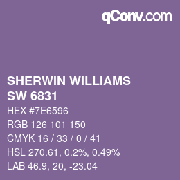 颜色代码: SHERWIN WILLIAMS<br>SW 6831 - Clematis | qconv.com