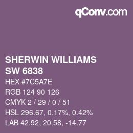 颜色代码: SHERWIN WILLIAMS<br>SW 6838 - Vigorous Violet | qconv.com