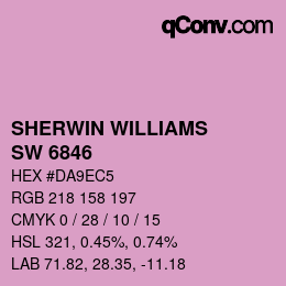 Code couleur: SHERWIN WILLIAMS<br>SW 6846 - Prominent Pink | qconv.com