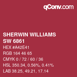 颜色代码: SHERWIN WILLIAMS<br>SW 6861 - Radish | qconv.com
