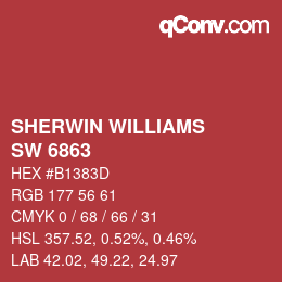 颜色代码: SHERWIN WILLIAMS<br>SW 6863 - Lusty Red | qconv.com