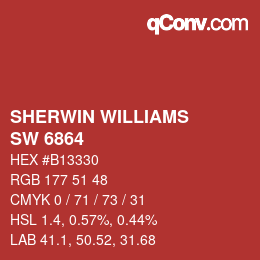颜色代码: SHERWIN WILLIAMS<br>SW 6864 - Cherry Tomato | qconv.com
