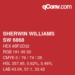 Code couleur: SHERWIN WILLIAMS<br>SW 6868 - Real Red | qconv.com