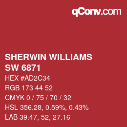 カラーコード: SHERWIN WILLIAMS<br>SW 6871 - Positive Red | qconv.com