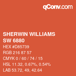 颜色代码: SHERWIN WILLIAMS<br>SW 6880 - Energetic Orange | qconv.com