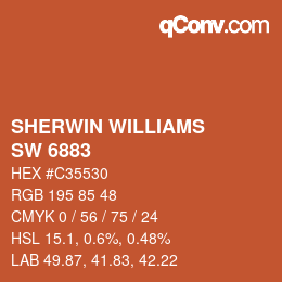 カラーコード: SHERWIN WILLIAMS<br>SW 6883 - Raucous Orange | qconv.com