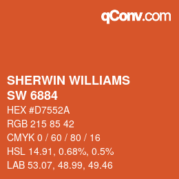 カラーコード: SHERWIN WILLIAMS<br>SW 6884 - Obstinate Orange | qconv.com