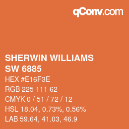 カラーコード: SHERWIN WILLIAMS<br>SW 6885 - Knockout Orange | qconv.com