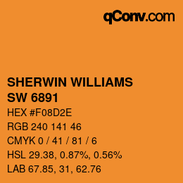 颜色代码: SHERWIN WILLIAMS<br>SW 6891 - Mandarin | qconv.com