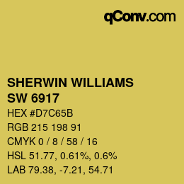 Color code: SHERWIN WILLIAMS<br>SW 6917 - Nervy Hue | qconv.com