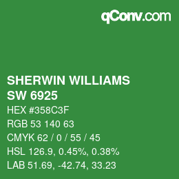 カラーコード: SHERWIN WILLIAMS<br>SW 6925 - Envy | qconv.com