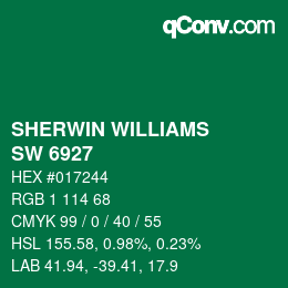 カラーコード: SHERWIN WILLIAMS<br>SW 6927 - Greenbelt | qconv.com