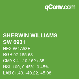 カラーコード: SHERWIN WILLIAMS<br>SW 6931 - Jolly Green | qconv.com