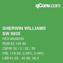 カラーコード: SHERWIN WILLIAMS<br>SW 6935 - Straightforward Green | qconv.com