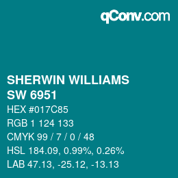 カラーコード: SHERWIN WILLIAMS<br>SW 6951 - Cote D'azur | qconv.com