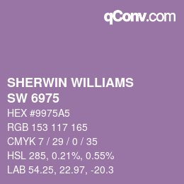 カラーコード: SHERWIN WILLIAMS<br>SW 6975 - Lavish Lavender | qconv.com