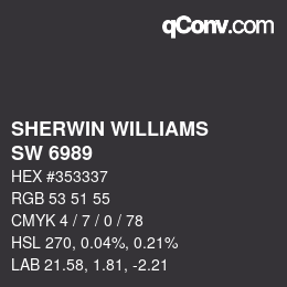 カラーコード: SHERWIN WILLIAMS<br>SW 6989 - Domino | qconv.com