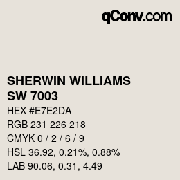 カラーコード: SHERWIN WILLIAMS<br>SW 7003 - Toque White | qconv.com