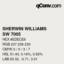 颜色代码: SHERWIN WILLIAMS<br>SW 7005 - Pure White | qconv.com