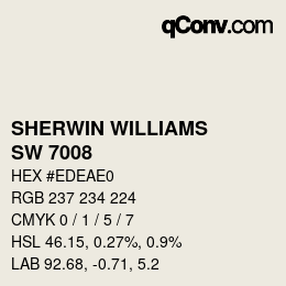 颜色代码: SHERWIN WILLIAMS<br>SW 7008 - Alabaster | qconv.com